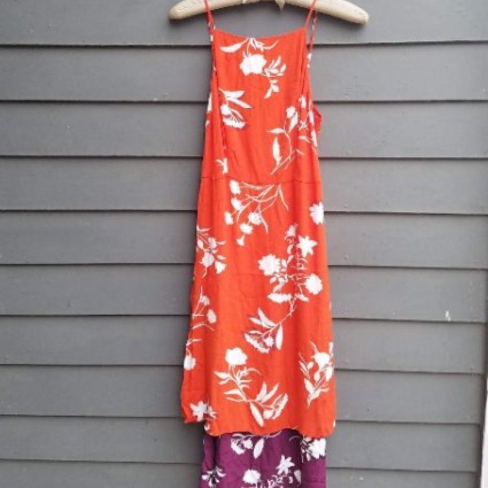 Ann Taylor Orange/Purple Floral Layered Maxi Dress Size 0